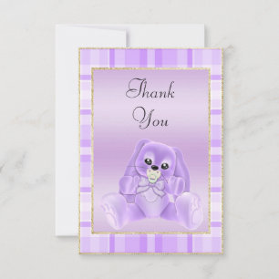 Cute Lilac Bunny Baby Shower Thank You Card
