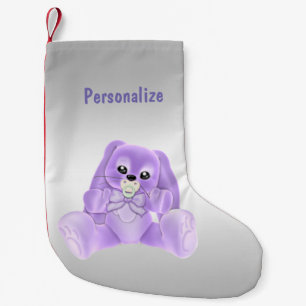 Cute Lilac Bunny Rabbit Small Christmas Stocking