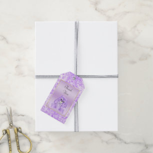 Cute Lilac Bunny Rabbit Thank You Baby Shower Gift Tags