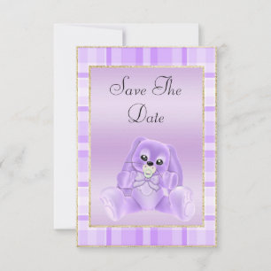 Cute Lilac Bunny Save The Date Baby Shower