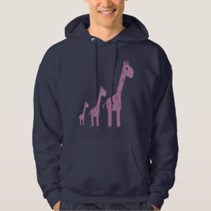 Cute Lilac Cartoon Giraffes Navy Hoody