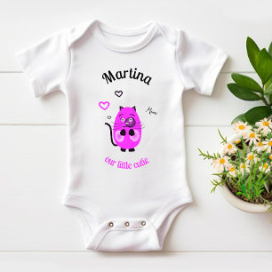 Cute lilac cat baby bodysuit