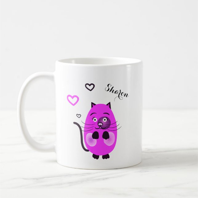 Cute lilac cat coffee mug (Left)