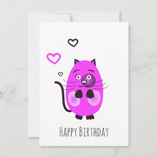 Cute lilac cat holiday card (Front)