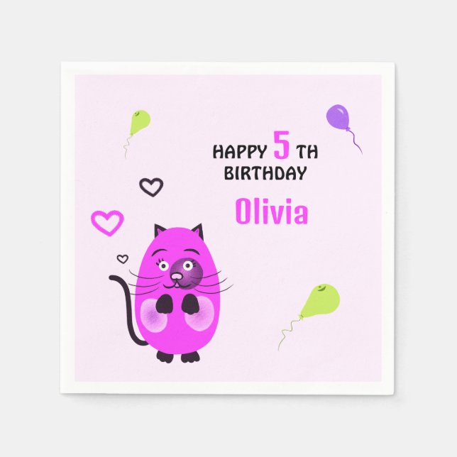 Cute lilac cat napkin (Front)