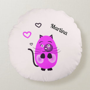 Cute lilac cat round cushion