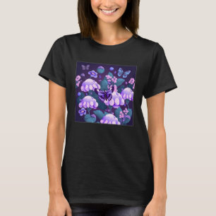Cute Lilac Flower Butterfly Illustration Tree Wome T-Shirt