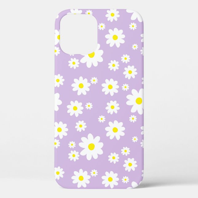 Cute Lilac Purple Daisy Flower Pattern Spring Case-Mate iPhone Case (Back)