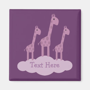 Cute lilac & purple Giraffes magnet