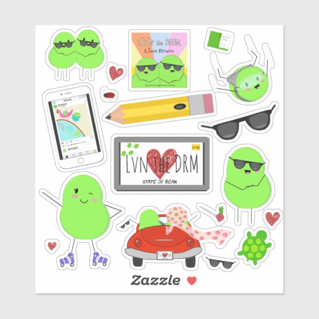 Cute Lima Bean Stickers (Sheet)