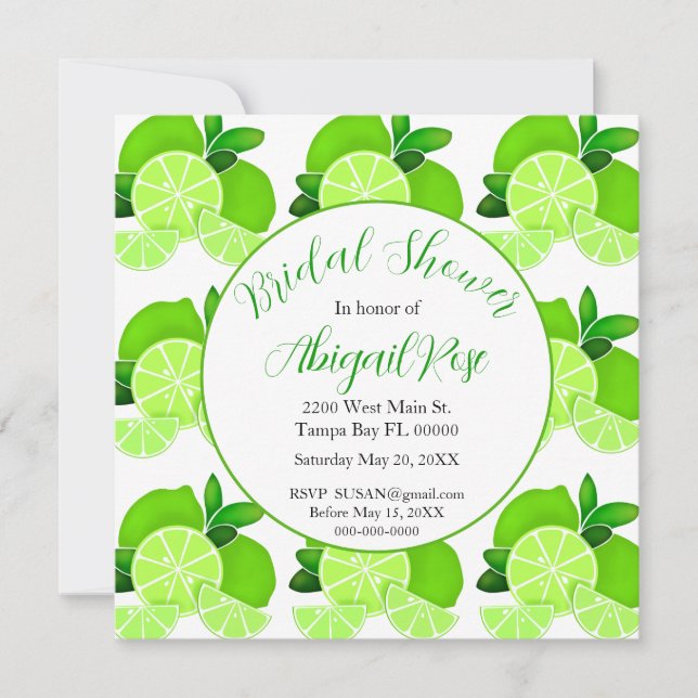 Cute lime citrus Bridal Shower  Invitation (Front)