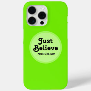 Cute Lime Green Believe Bible Verse Miracle Faith iPhone 15 Pro Max Case