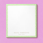 Cute Lime Green Lattice Pattern Notepad<br><div class="desc">Aqua blue and white lattice pattern background..  For additional matching marketing materials,  custom design or
logo enquiry,  please contact me at maurareed.designs@gmail.com and I will reply within 24 hours.
For shipping,  card stock enquires and pricing contact Zazzle directly.</div>