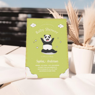 Cute lime Panda Baby Shower – Editable Baby Shower Invitation