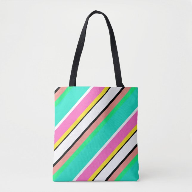 Cute Line Green Pink Tote Bag (Front)