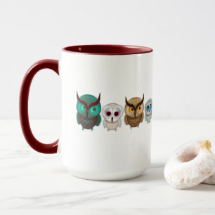 Cute Line Up of Owls Mug