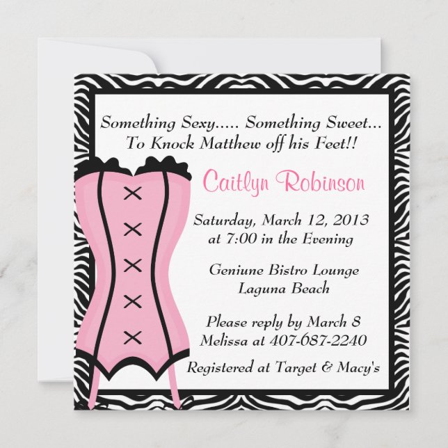 Cute Lingerie Bridal Shower Invitation (Front)