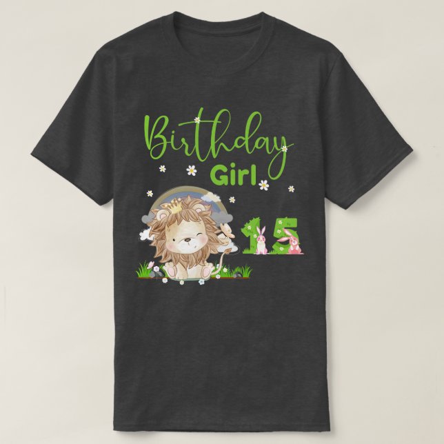 Cute Lion 15th Birthday Girl T-Shirt (Design Front)