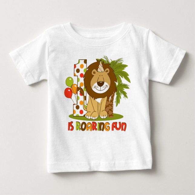 Cute Lion 1st Birthday Baby T-Shirt (Front)