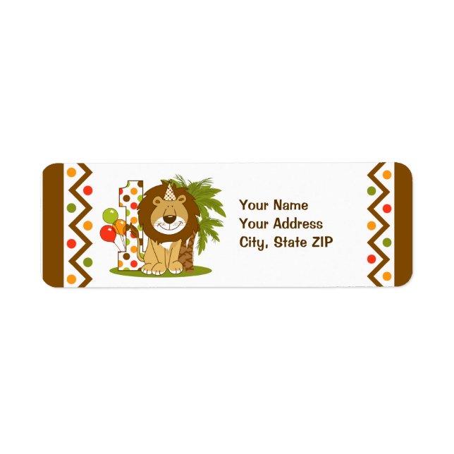 Cute Lion 1st Birthday Return Address Label (Front)