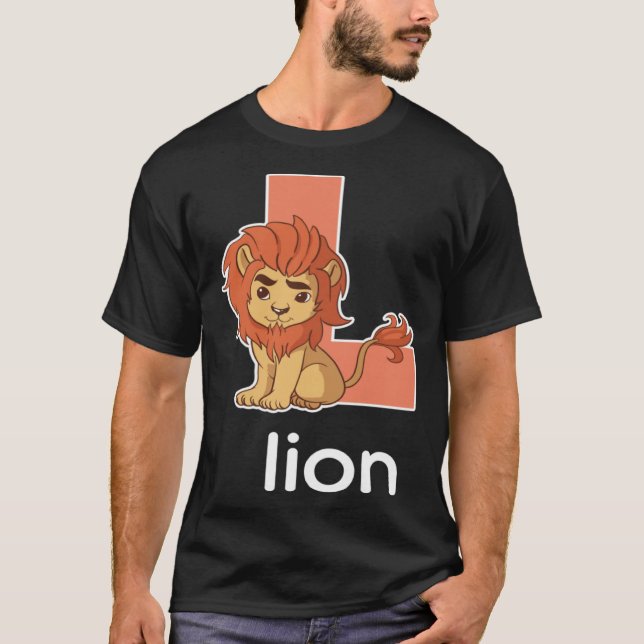 Cute Lion Alphabet Letter Big Cats  Kids T-Shirt (Front)