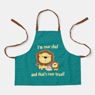 Cute Lion And Baby Cub Kids Birthday Apron