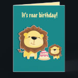 Cute Lion And Baby Cub Kids Birthday Card<br><div class="desc">Cute birthday celebration with lion and cub design for kids.</div>