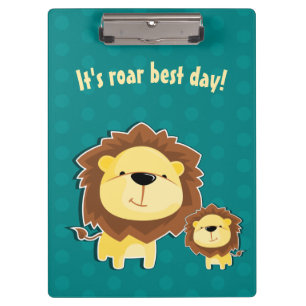 Cute Lion And Baby Cub Kids Birthday Clipboard