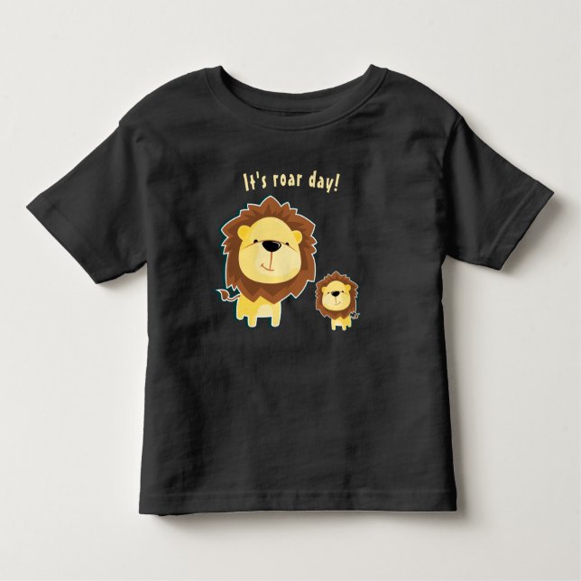 Cute Lion And Baby Cub Kids Birthday Toddler T-Shirt (Front)