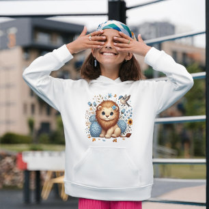 Cute Lion and Blue Flowers Gift Baby T-Shirt