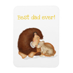 Cute lion and cub 'Best dad ever' magnet