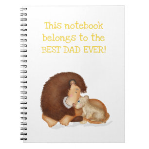 Cute lion and cub 'Best Dad Ever' notebook