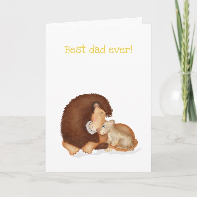 Cute lion and cub Father's Day card (Front)