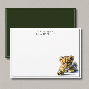 Cute Lion and Frog Safari Nursery Thank You Card