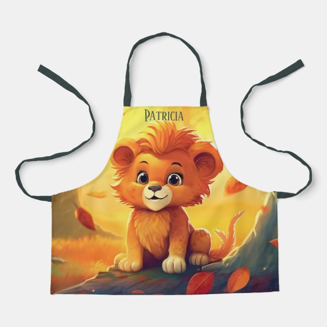 Cute lion animal lovers add name apron (Front)
