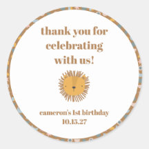 Cute Lion Baby Animal Custom Birthday Thank You