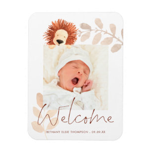 Cute Lion Baby Photo Keepsake Birth Announcement Magnet