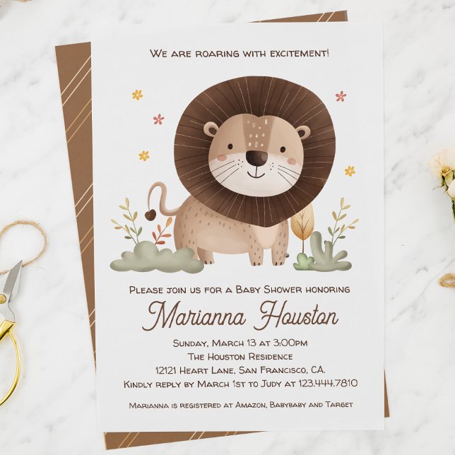 Cute Lion Baby Shower Roaring with Excitement  Invitation (Creator Uploaded)