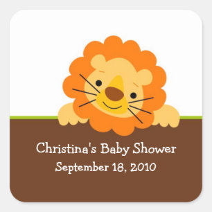 Cute Lion Baby Shower Square Sticker! Square Sticker