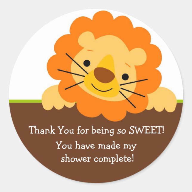 Cute Lion Baby Shower Sticker (Front)