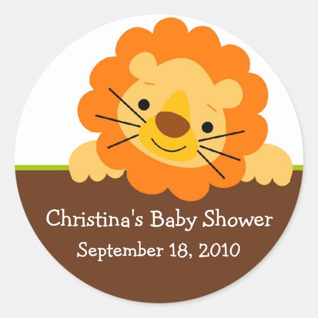 Cute Lion Baby Shower Sticker (Front)