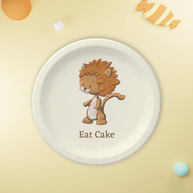 Cute Lion Birthday Party Paper Plate (Creator Uploaded)