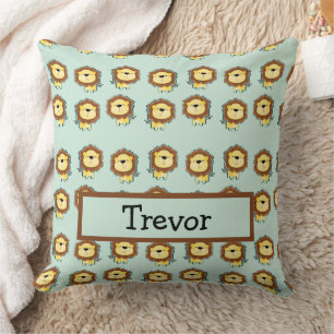 Cute lion blue pattern cushion