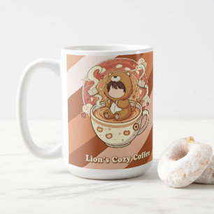 Cute Lion Boy Drinking Coffee Mug