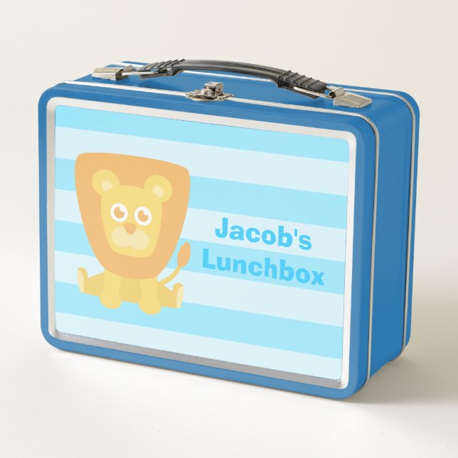 Cute Lion Boy Personalised Lunch Box (Front)