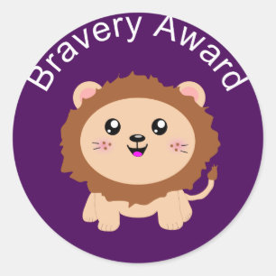 Cute Lion Bravery Award - Sticker for being brave