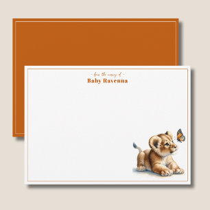Cute Lion Burnt Orange Chic Nursery Thank You  Card