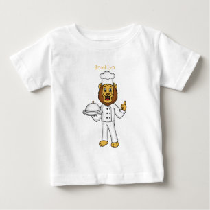 Cute lion chef cartoon illustration  baby T-Shirt