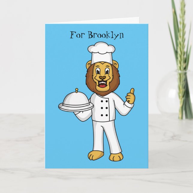 Cute lion chef cartoon illustration card (Front)