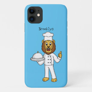 Cute lion chef cartoon illustration iPhone 11 case